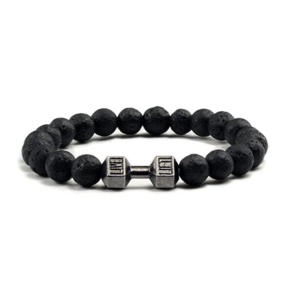 Natural Dumbbell Stone Men Bracelet - Picture 3 of 3